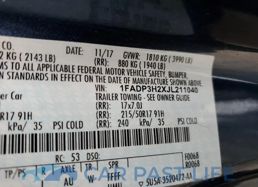 1FADP3H2XJL211040# 12