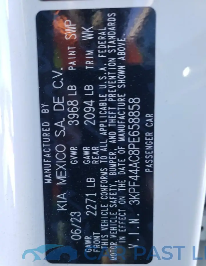 3KPF44AC8PE658858# 12
