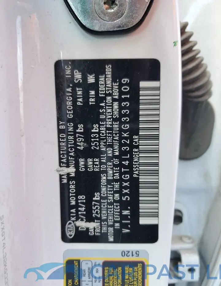 5XXGT4L32KG333109# 12