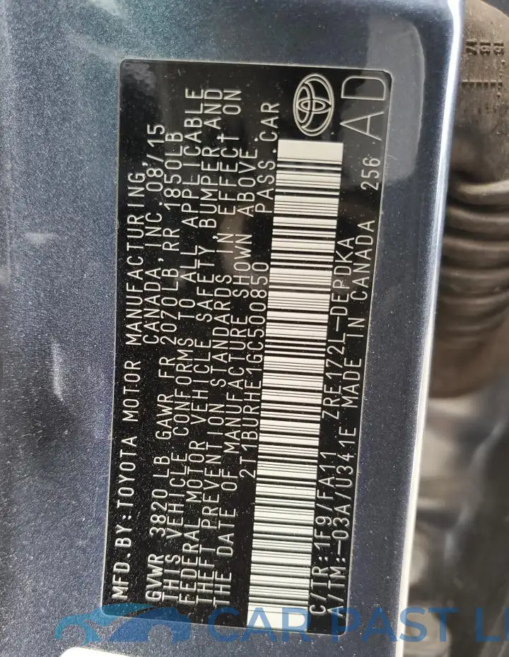 2T1BURHE1GC500850# 13