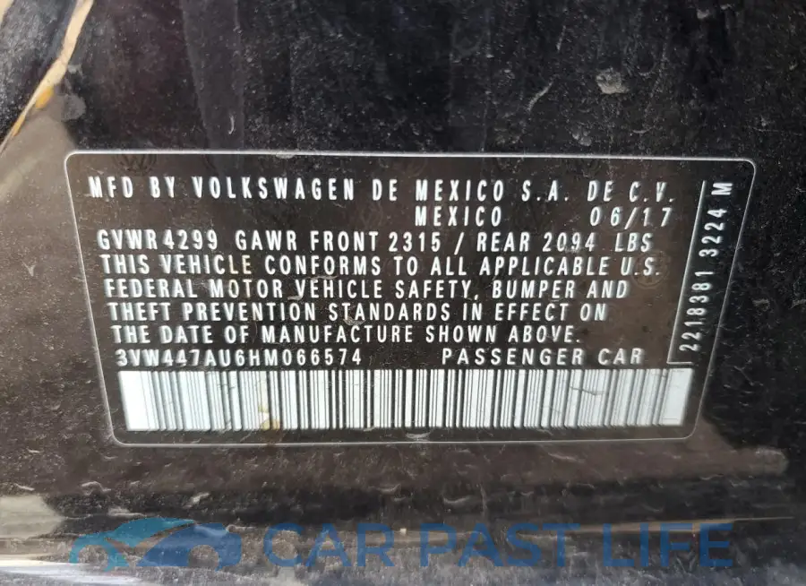 3VW447AU6HM066574# 12