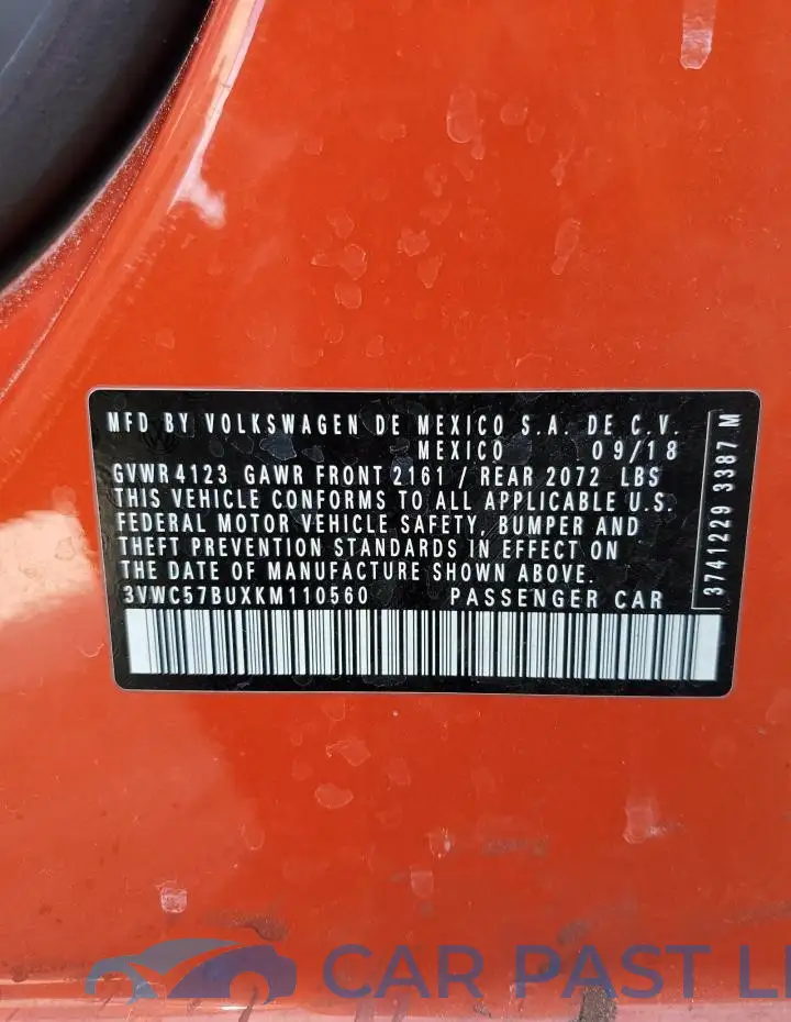 3VWC57BUXKM110560# 12