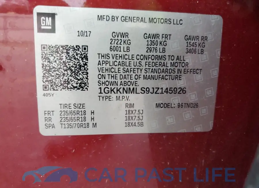 1GKKNMLS9JZ145926# 14