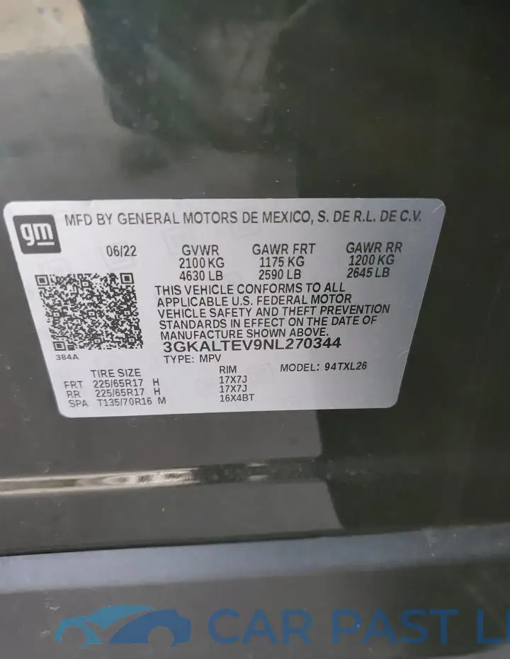 3GKALTEV9NL270344# 13