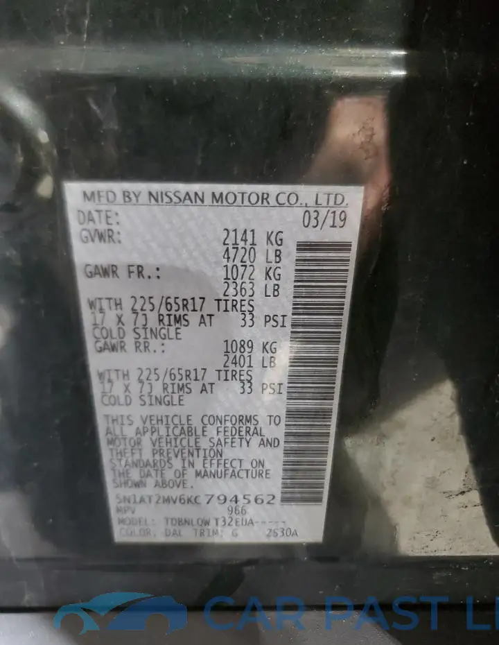 5N1AT2MV6KC794562# 13
