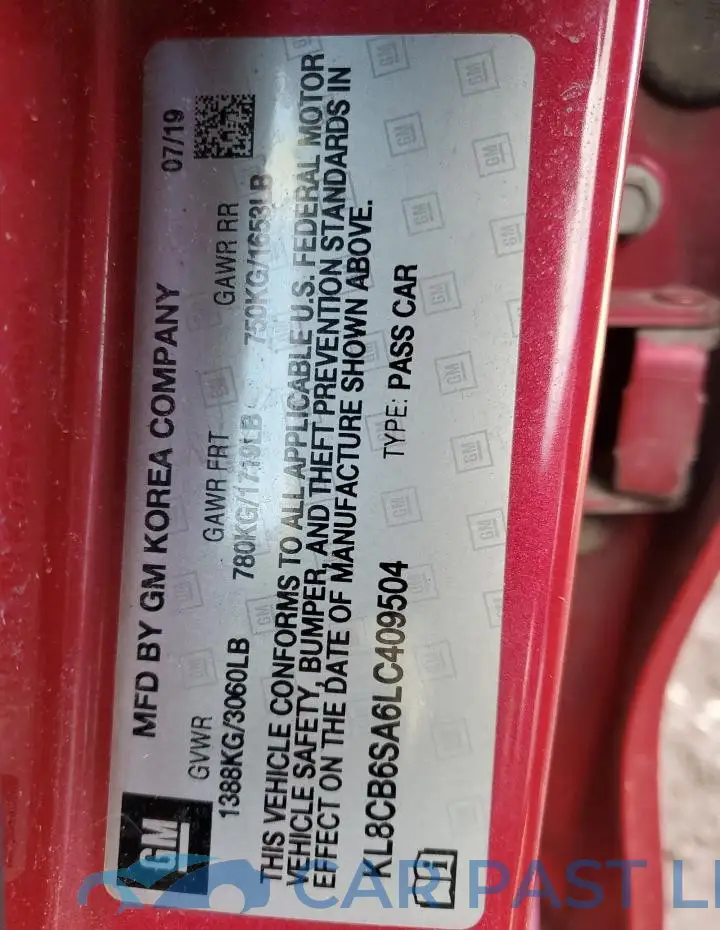 KL8CB6SA6LC409504# 12