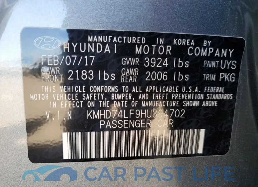 KMHD74LF9HU394702# 12