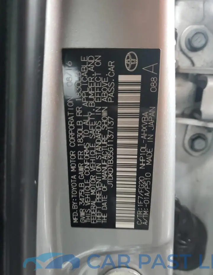 JTDKDTB35G1137137# 12