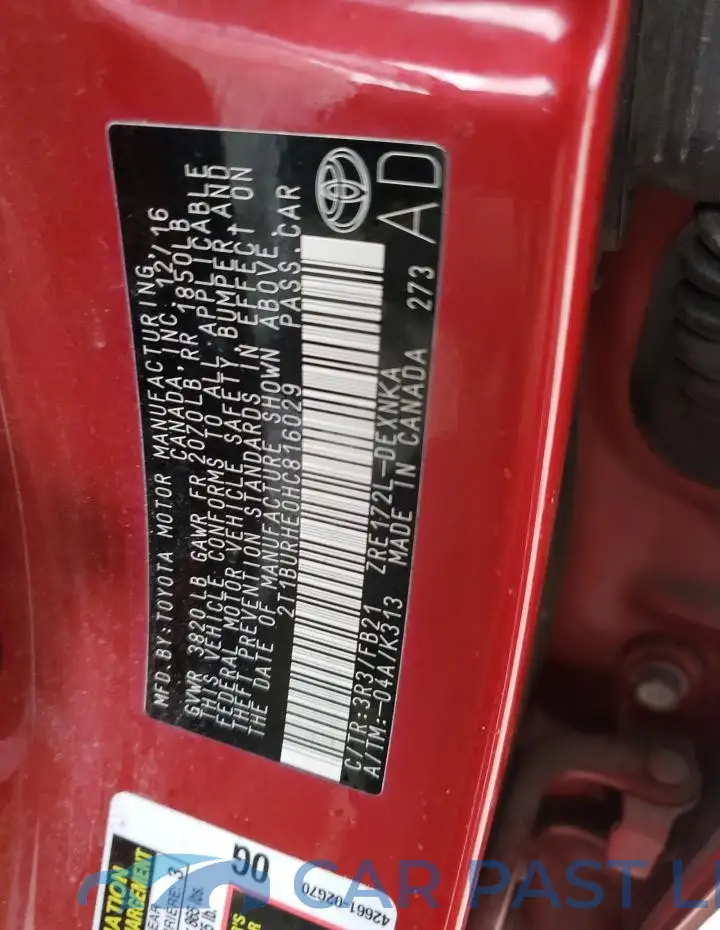 2T1BURHE0HC816029# 12