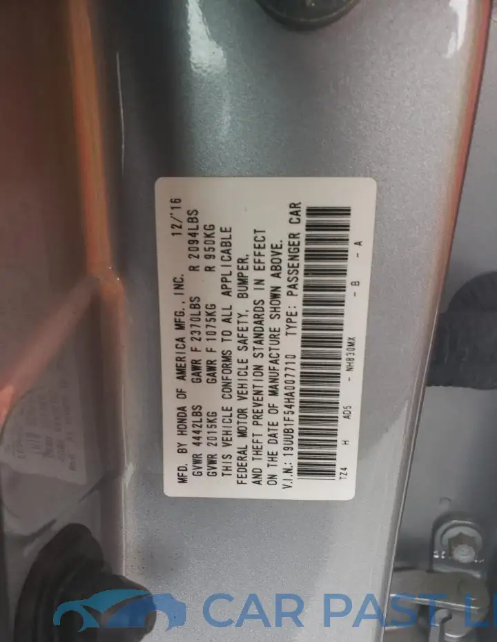 19UUB1F54HA007710# 12