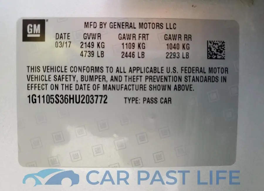1G1105S36HU203772# 12