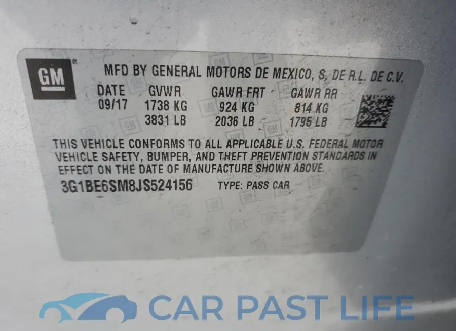 3G1BE6SM8JS524156# 12