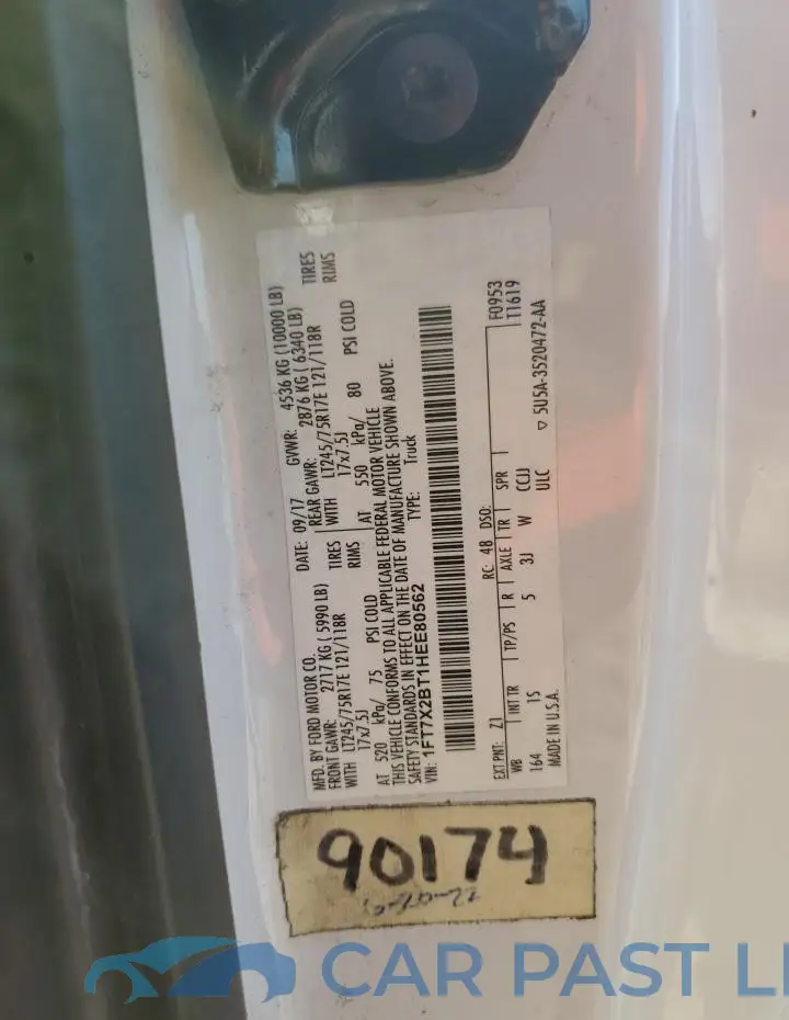 1FT7X2BT1HEE80562# 12