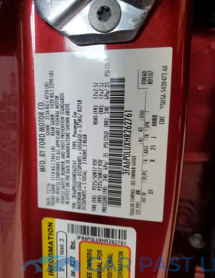 3FA6P0LUXHR262761# 12