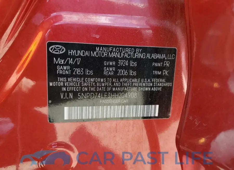 5NPD74LF3HH204908# 12