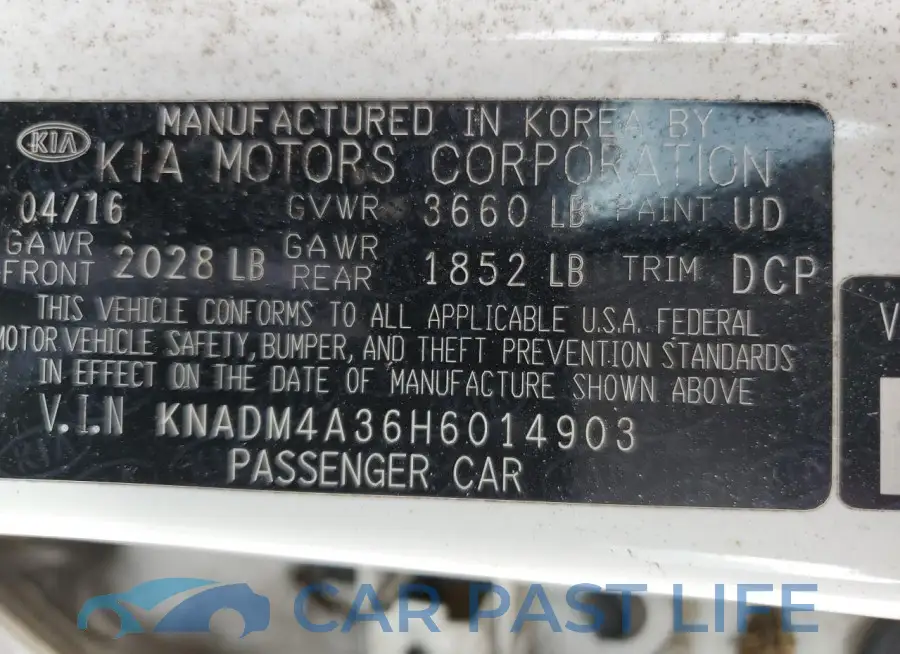 KNADM4A36H6014903# 12