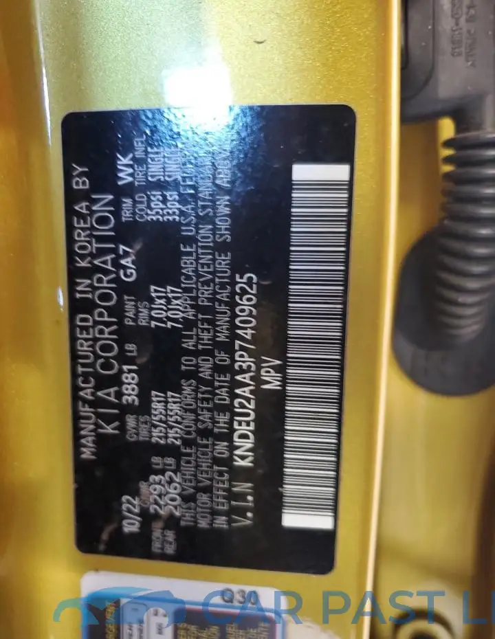 KNDEU2AA3P7409625# 13