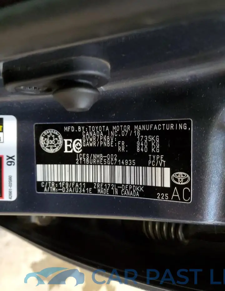 2T1BURHE5GC714935# 13