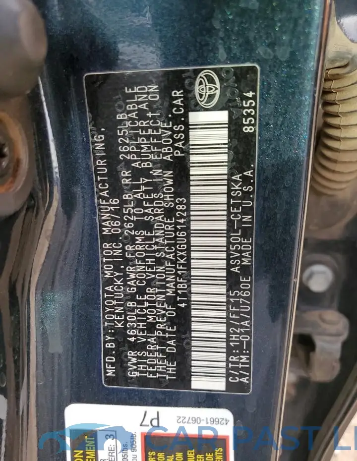 4T1BF1FKXGU614283# 12