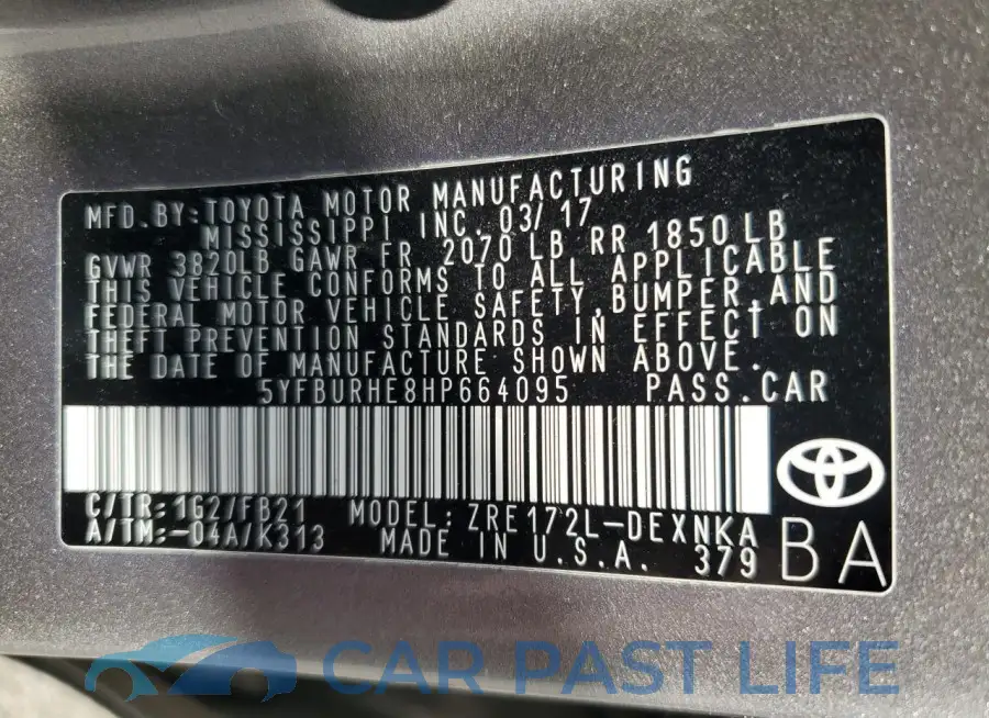 5YFBURHE8HP664095# 12