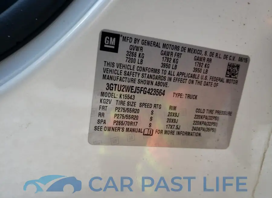 3GTU2WEJ5FG423564# 12