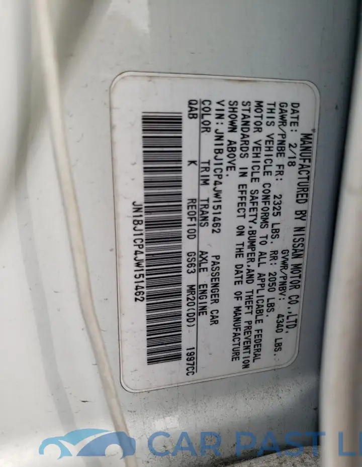 JN1BJ1CP4JW151462# 12