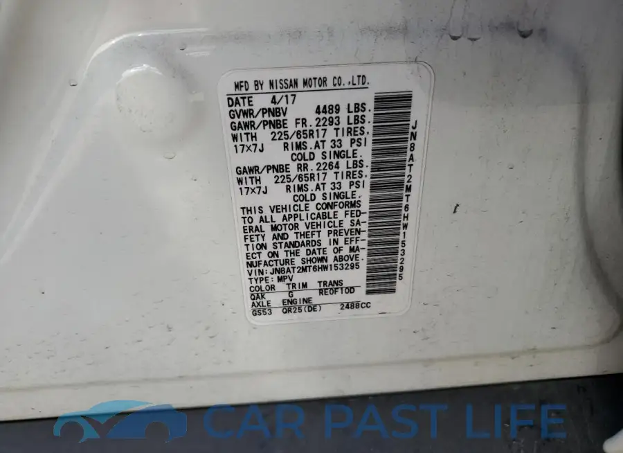JN8AT2MT6HW153295# 12