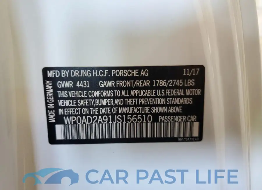 WP0AD2A91JS156510# 12