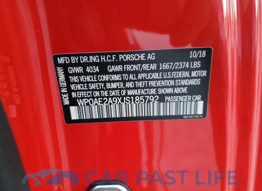 WP0AE2A9XJS185792# 12