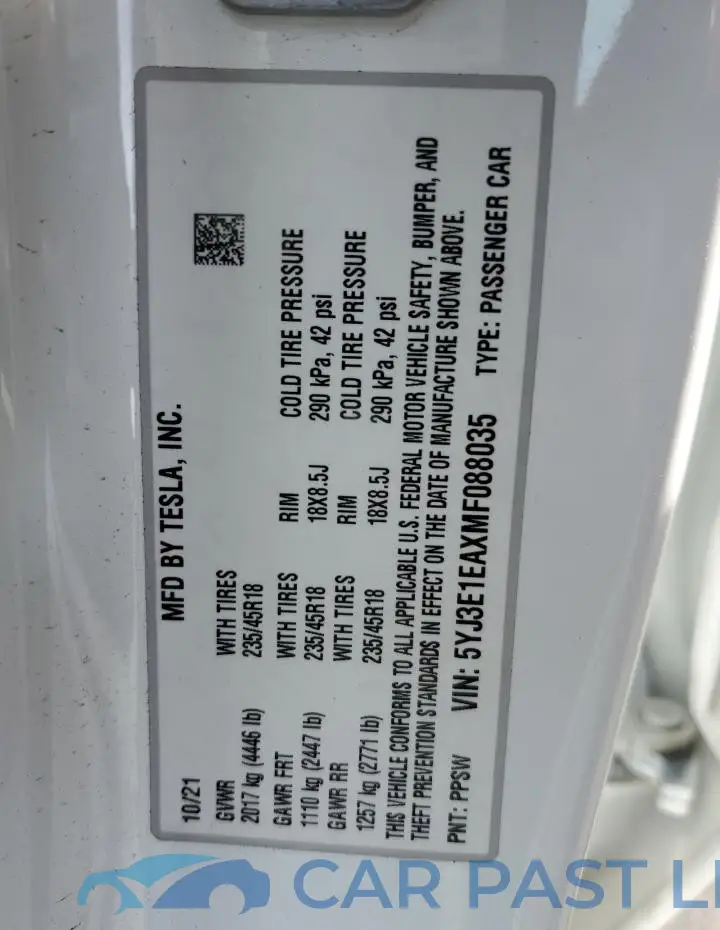 5YJ3E1EAXMF088035# 13