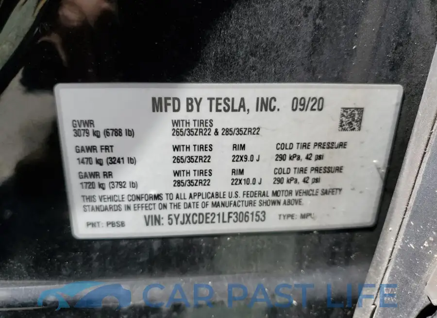 5YJXCDE21LF306153# 13