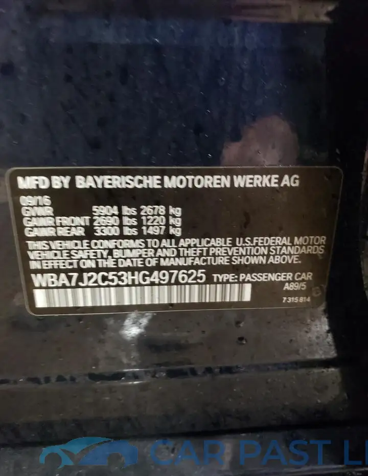 WBA7J2C53HG497625# 13
