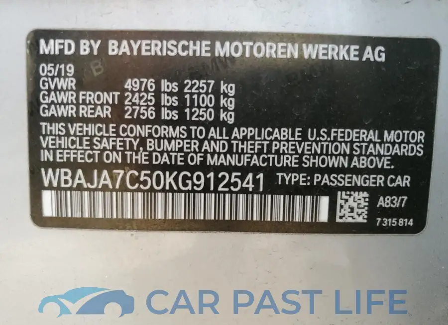 WBAJA7C50KG912541# 12