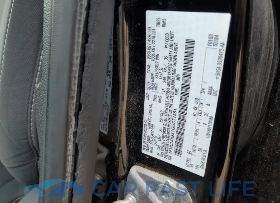 1FMCU0GX1GUC77551# 12