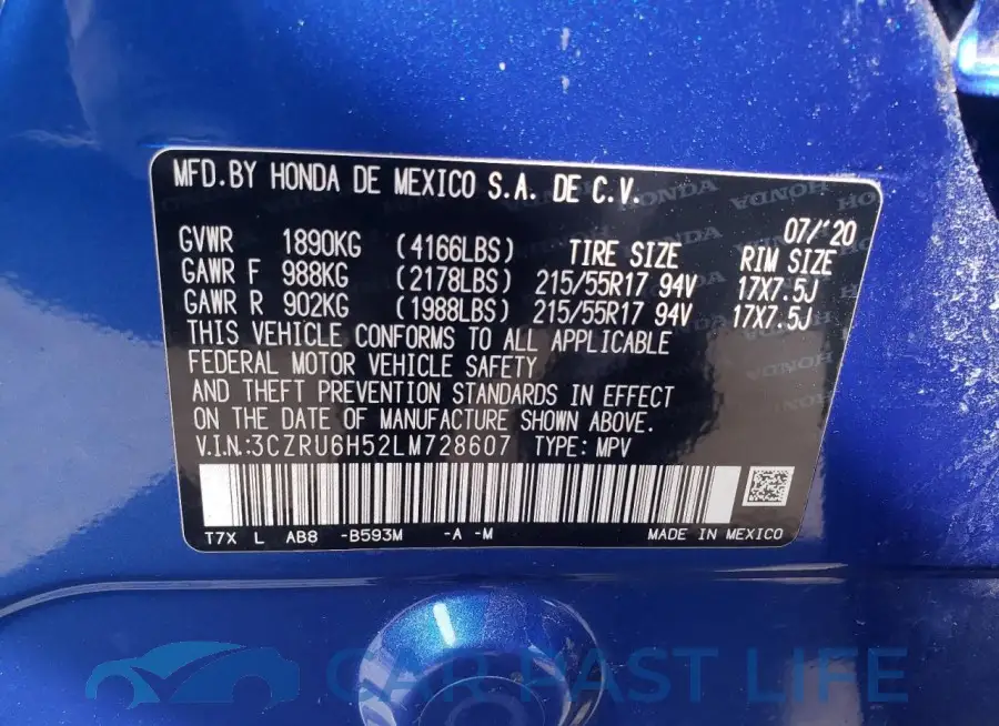 3CZRU6H52LM728607# 12