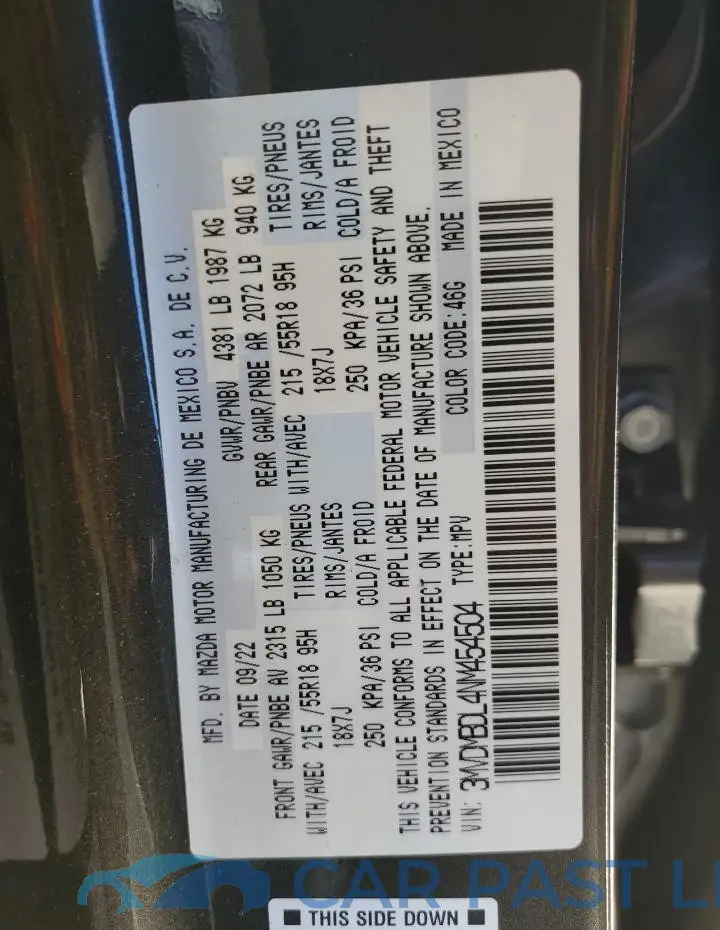 3MVDMBDL4NM454504# 12