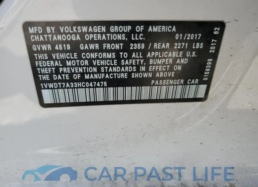 1VWDT7A33HC047475# 13