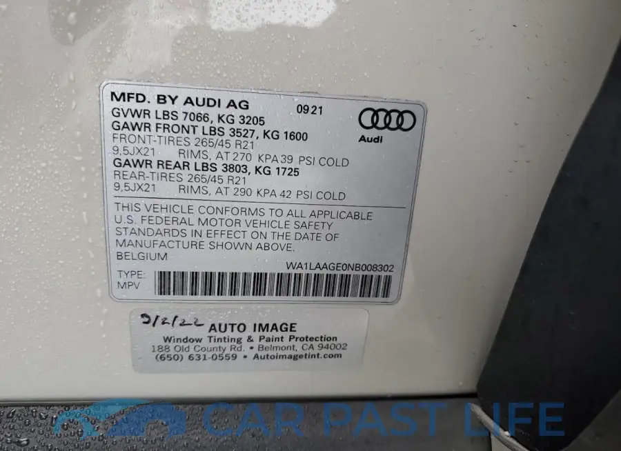WA1LAAGE0NB008302# 13