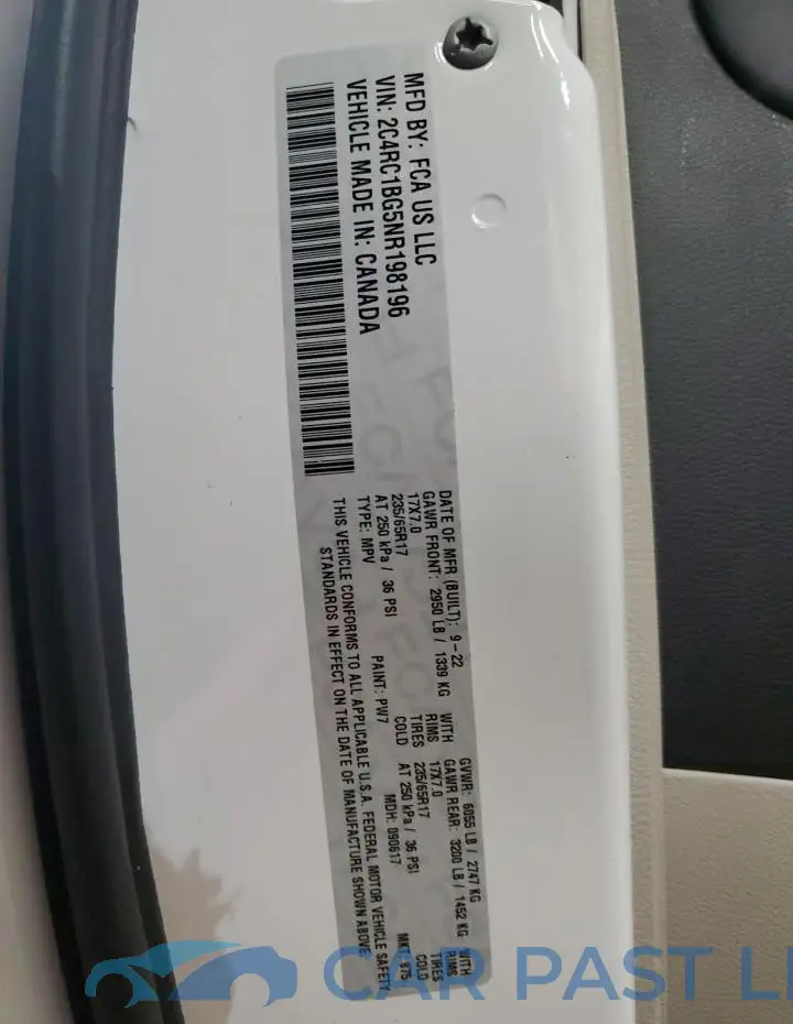 2C4RC1BG5NR198196# 13