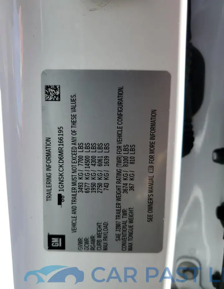 1GNSKCKD6MR166195# 13