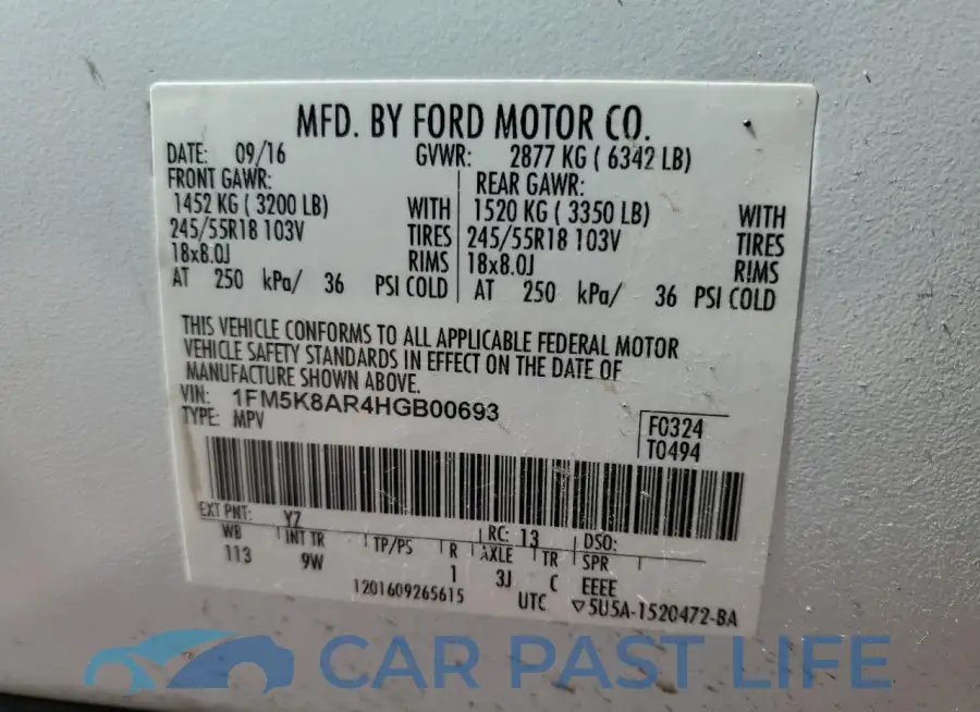 1FM5K8AR4HGB00693# 13