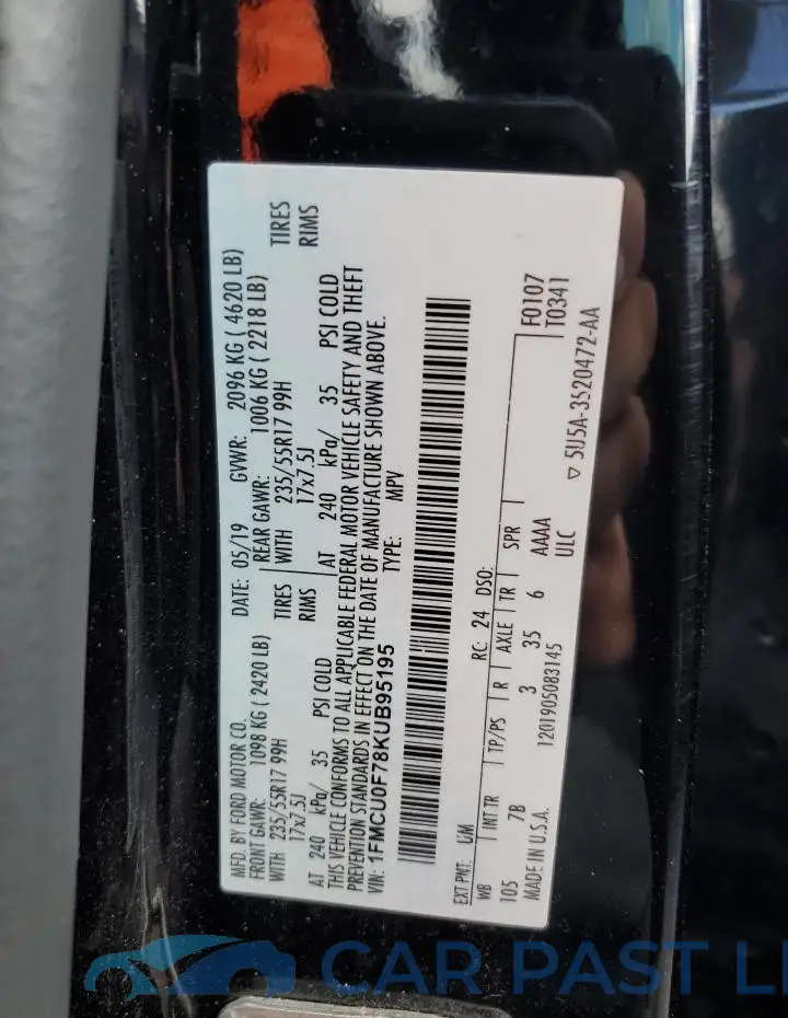 1FMCU0F78KUB95195# 14