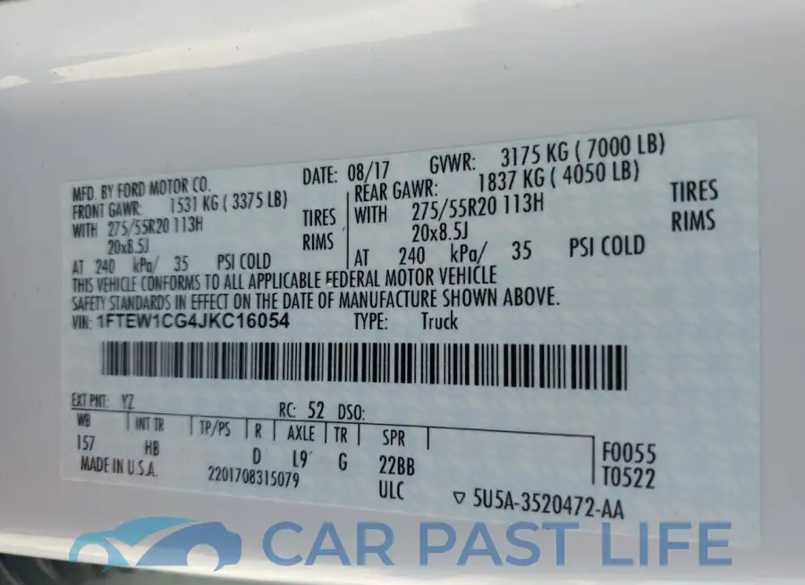 1FTEW1CG4JKC16054# 12