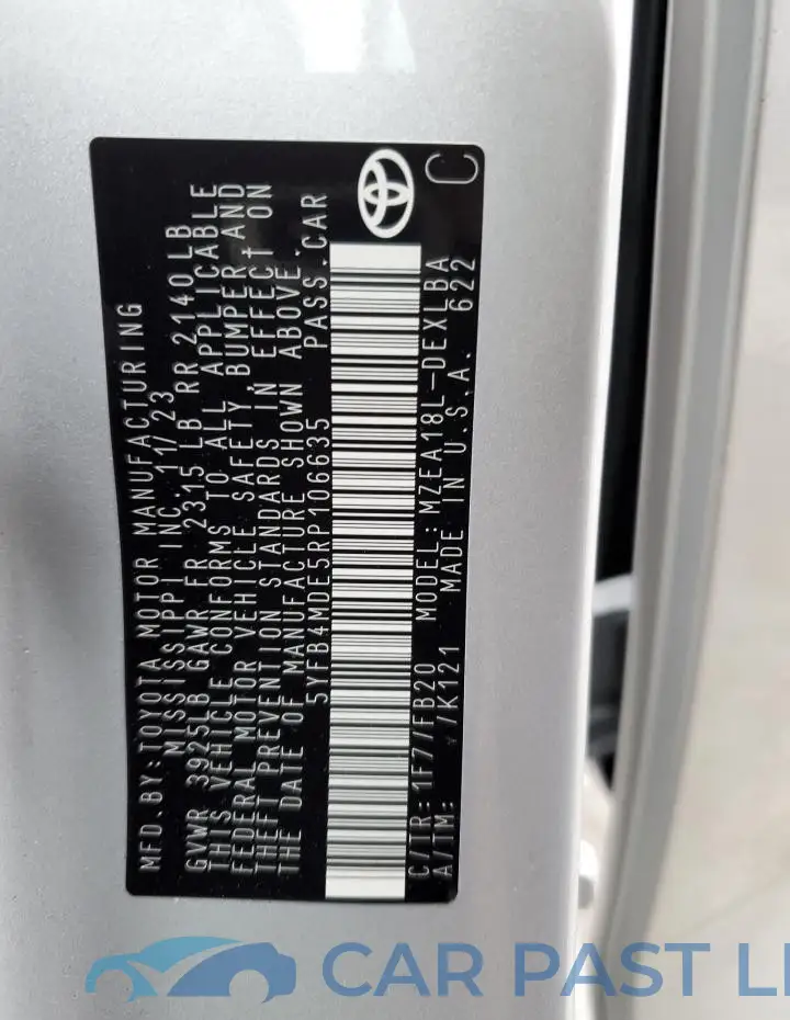 5YFB4MDE5RP106635# 13
