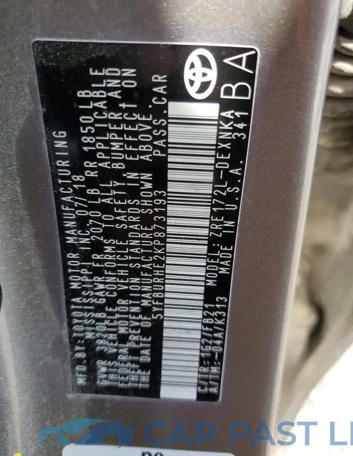5YFBURHE2KP873193# 12