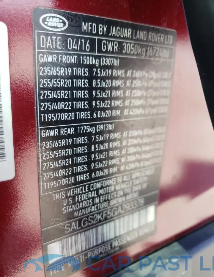 SALGS2KF5GA293378# 13