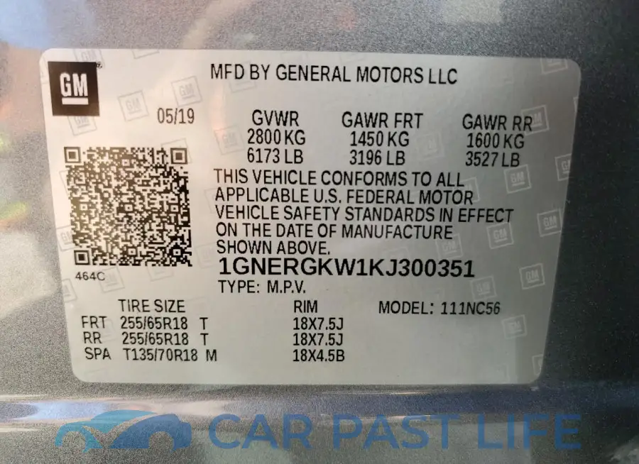 1GNERGKW1KJ300351# 14