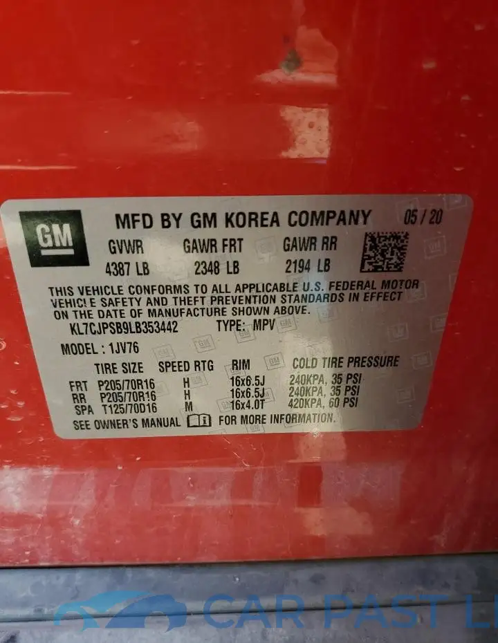 KL7CJPSB9LB353442# 13