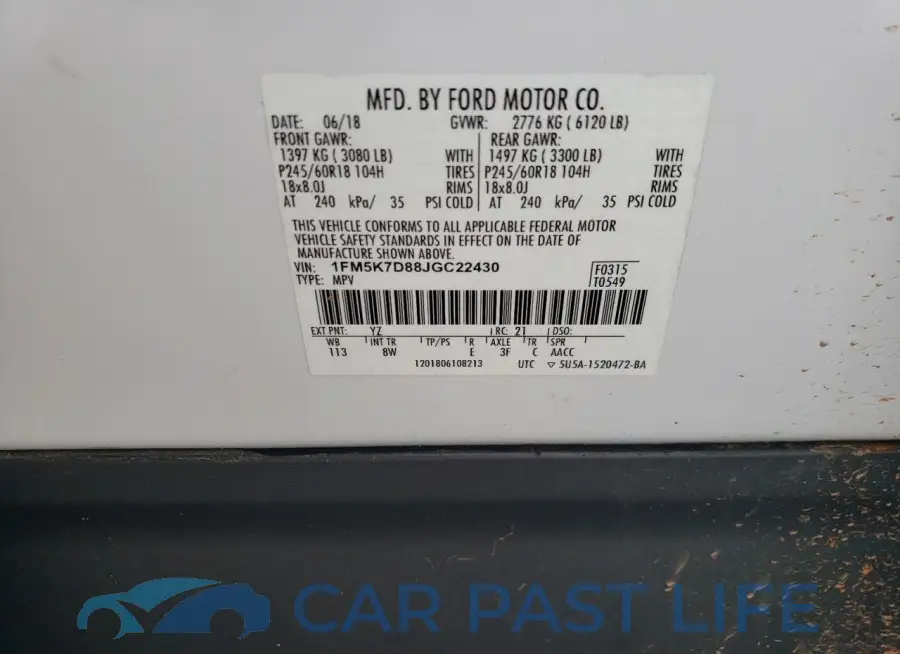 1FM5K7D88JGC22430# 12