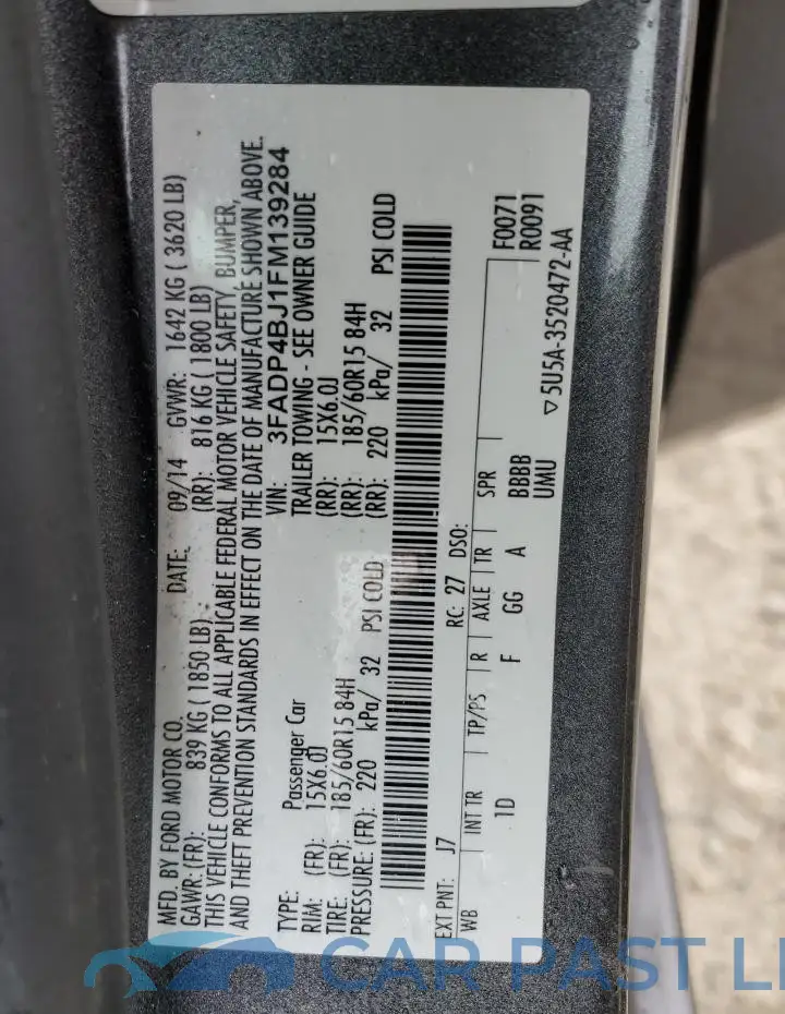 3FADP4BJ1FM139284# 12